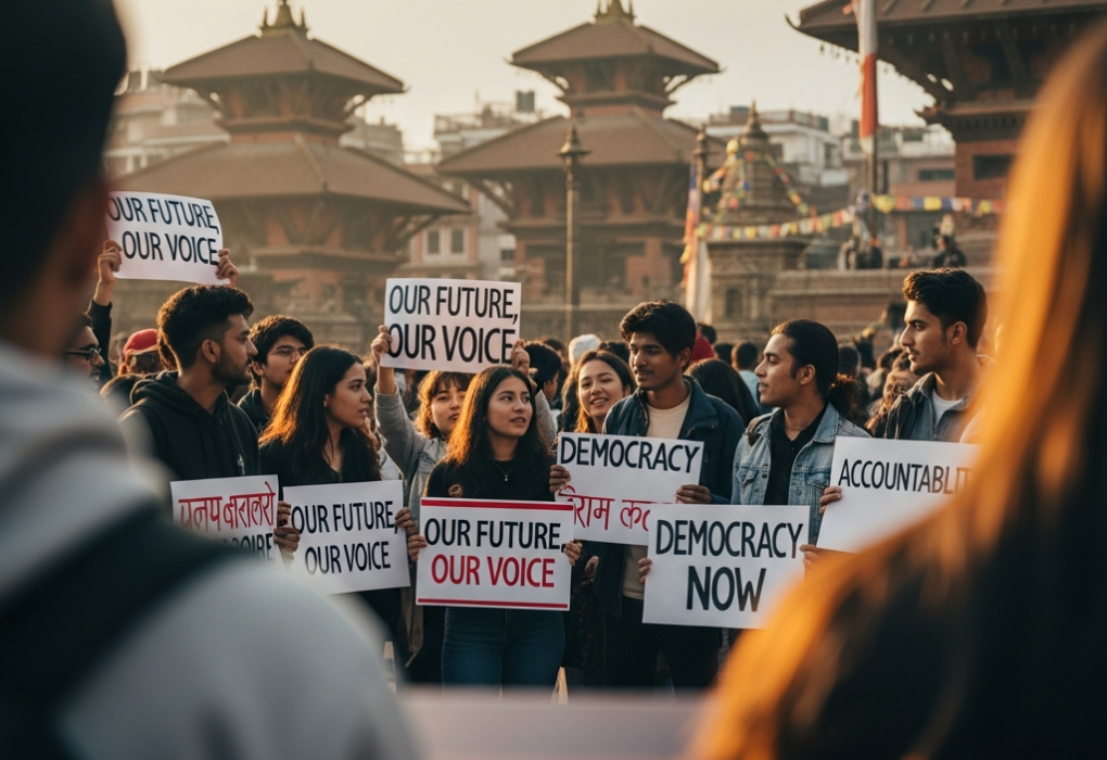 AI-Generated Illustration: Youth-led democratic movements have redefined Nepal's modern political landscape.
