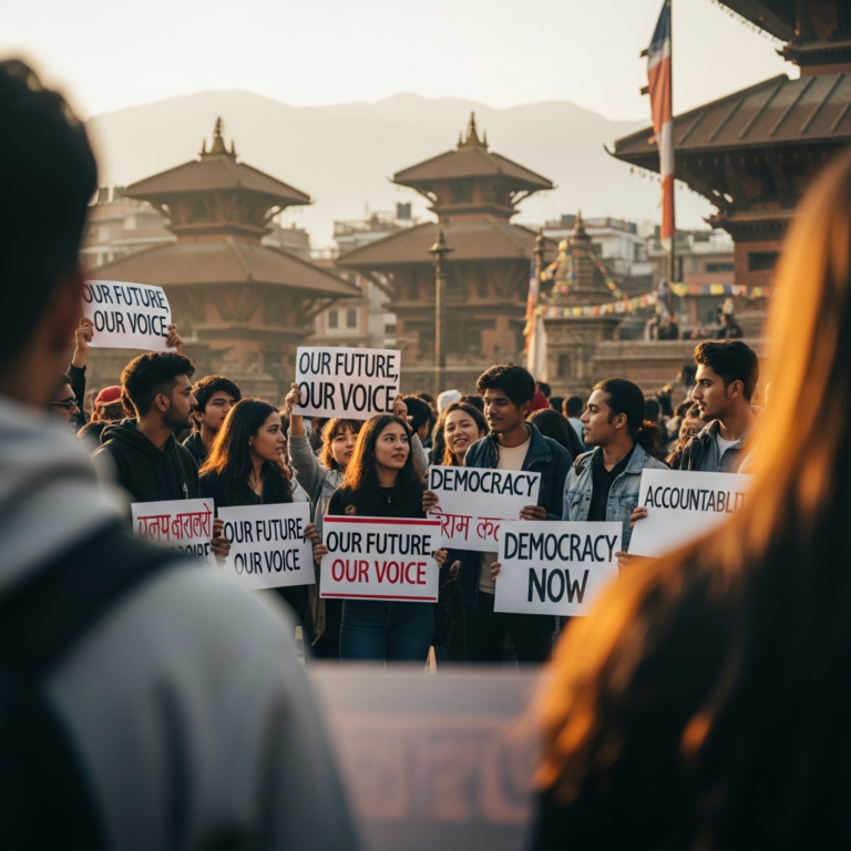 AI-Generated Illustration: Youth-led democratic movements have redefined Nepal's modern political landscape.